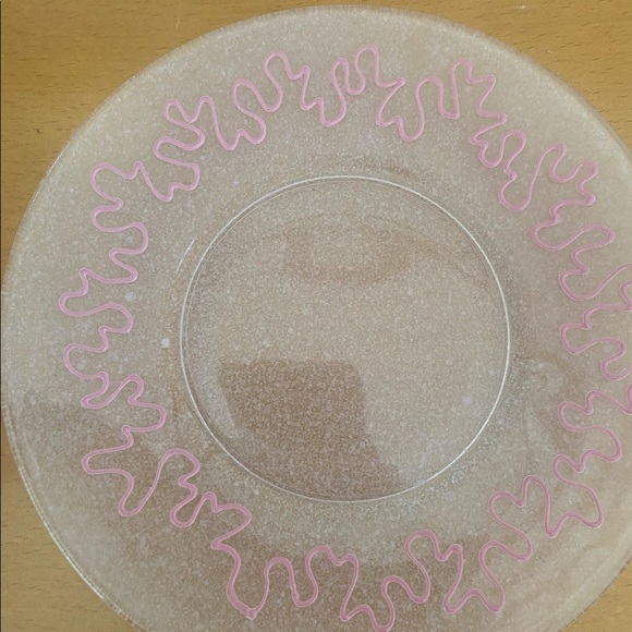 Amazing 16 piece pink frosted glass MCM glasses and plate set - Picture 7 of 7